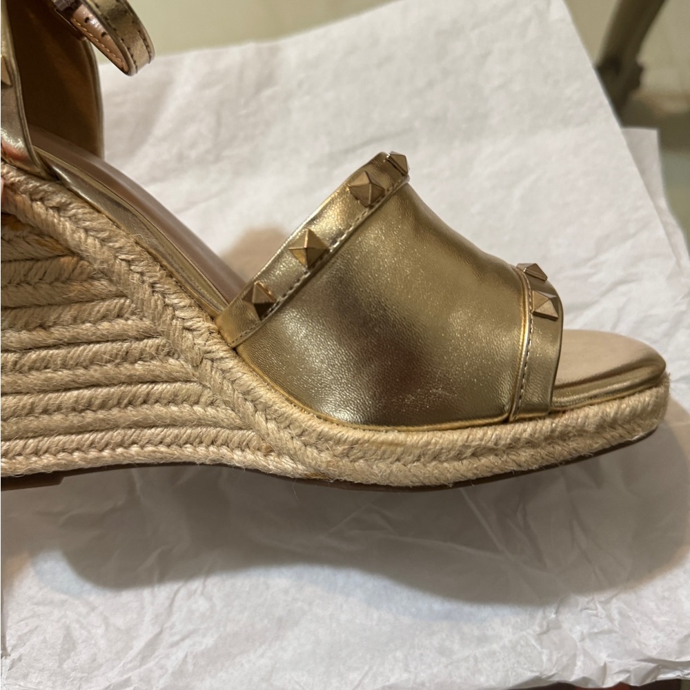Mix No.6 Gold Studded Women's Wedge Sandals - Picture 6 of 9